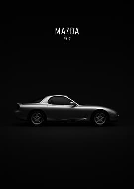 Mazda RX-7 Silver Car Poster