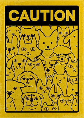 Caution: Cats and Dogs Illustration