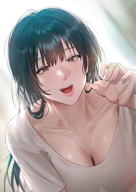 Anime Girl Portrait with Playful Expression