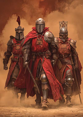 Three Knights in Red Armor