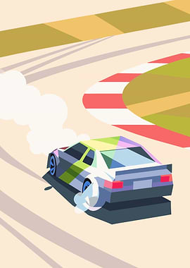 Drifting Car on Race Track