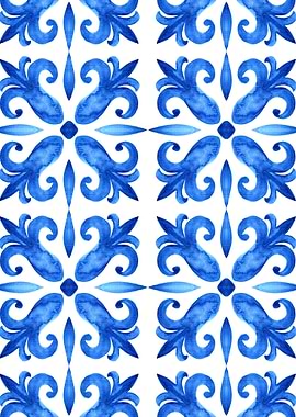 Blue Floral Watercolor Pattern