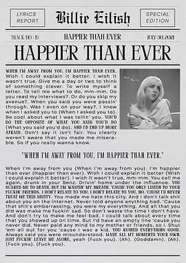 Billie Eilish Happier Than Ever Lyrics
