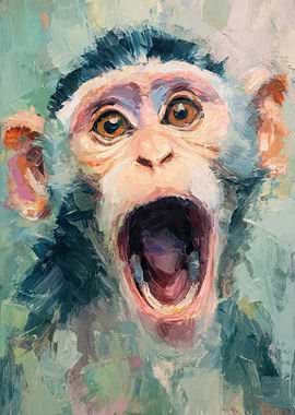 Screaming Monkey Oil Painting
