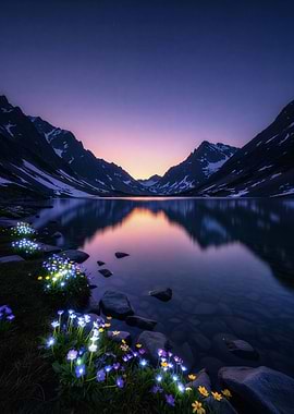 Twilight Stillness Alpine Reflections