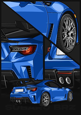 Blue Subaru BRZ Car Illustration