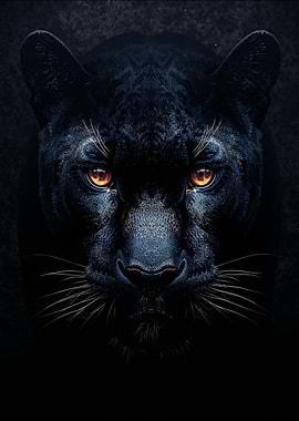 Black Panther Portrait with Intense Gaze