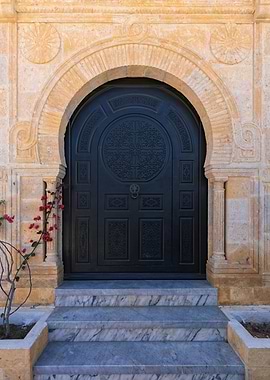 Ornate Doorway with Stone Arch, Tunisia