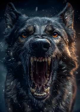 Aggressive Wolf Portrait