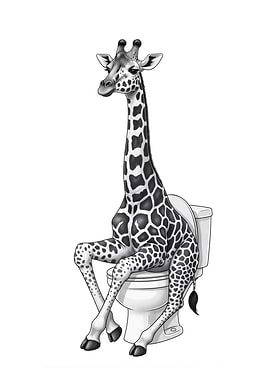 Giraffe on Toilet