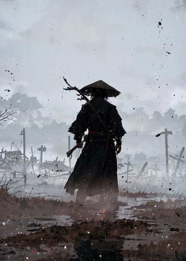 Samurai desolate landscape