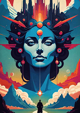 Abstract Woman with Landscape and Figure