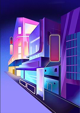 Neon Cityscape at Night