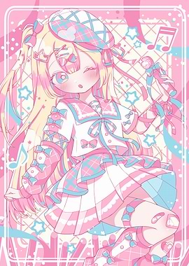 Pastel Anime Idol Girl Illustration