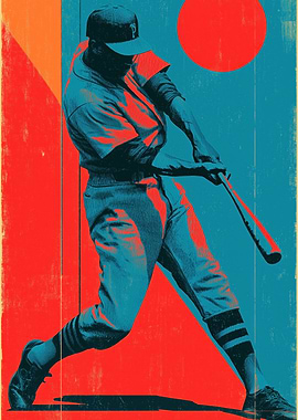 Baseball Player Hitting Ball Art
