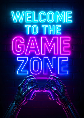 Welcome to the Game Zone Neon Art
