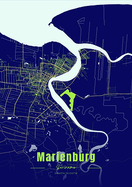 Marienburg, Suriname City Map Art