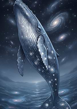 Cosmic Whale in Starry Ocean
