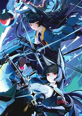 Anime Girls with Fox Ears and Swords