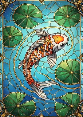Koi Fish Stained Glass Illustration