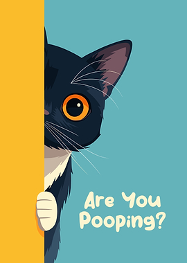 Cartoon Cat Asks: Are You Pooping?