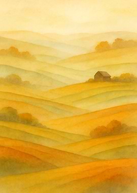 Golden Hills Landscape with Barn