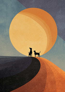 Dogs Under a Large Moon