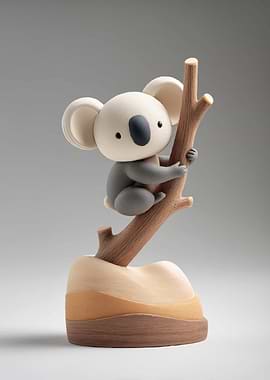 Stylized Koala on Branch Figurine