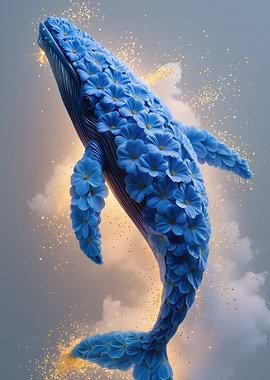 Floral Whale in the Sky