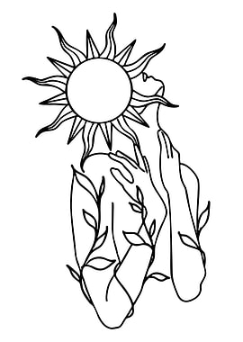 Sun Woman Line Art