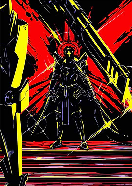 Sci-Fi Robot Warrior Illustration