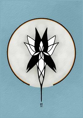 Abstract Floral on Blue Background