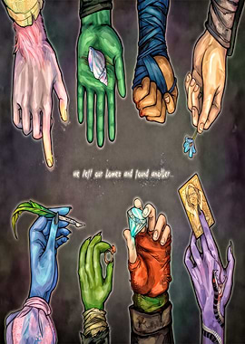 Fantasy Hands Holding Symbolic Objects