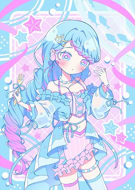 Pastel Anime Girl with Fork