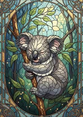 Koala Stained Glass Illustration