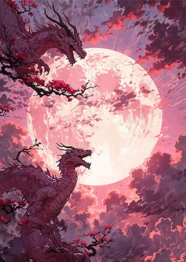 Dragons and Moon Fantasy