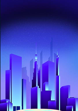 Blue Futuristic Cityscape