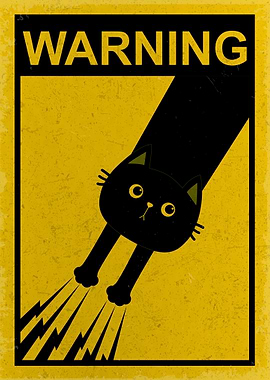 Warning: Falling Black Cat