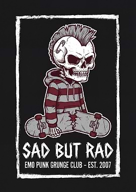 Sad But Rad Skeleton Skateboard Design