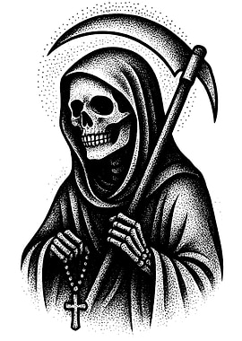 Grim Reaper with Rosary and Scythe