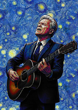 Musician in Starry Night Style