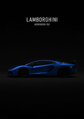 Blue Lamborghini Aventador SVJ on Black