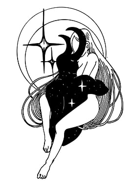 Celestial Embrace: Woman and Cosmic Figure