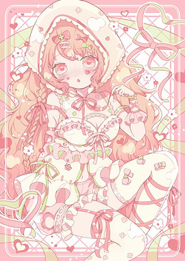 Pink Anime Girl with Hood