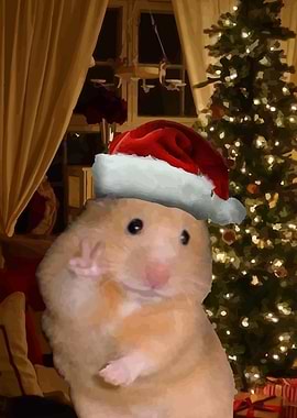 Christmas Hamster with Santa Hat