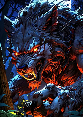Fierce Werewolf Dark Forest