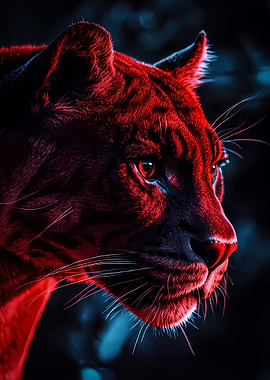 Red and Blue Panther Portrait