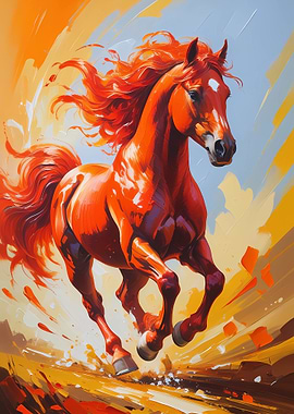 Fiery Horse Galloping Painting