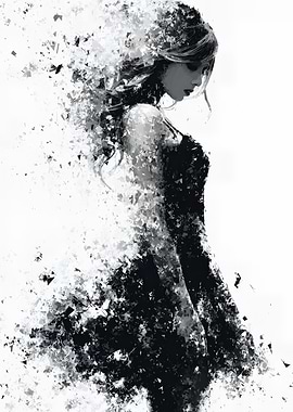 Abstract Woman in Black Dress