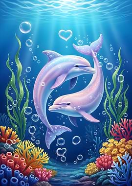 Dolphin Love in the Ocean Depths